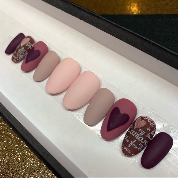 GIFTED Matte Custom Plum & Pink Gradient Press Ons - Picture 3 of 4